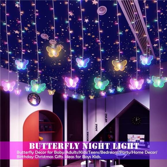 Butterfly curtain fairy lights 20ft multicolor LED string lights remote timer US - Picture 2 of 8